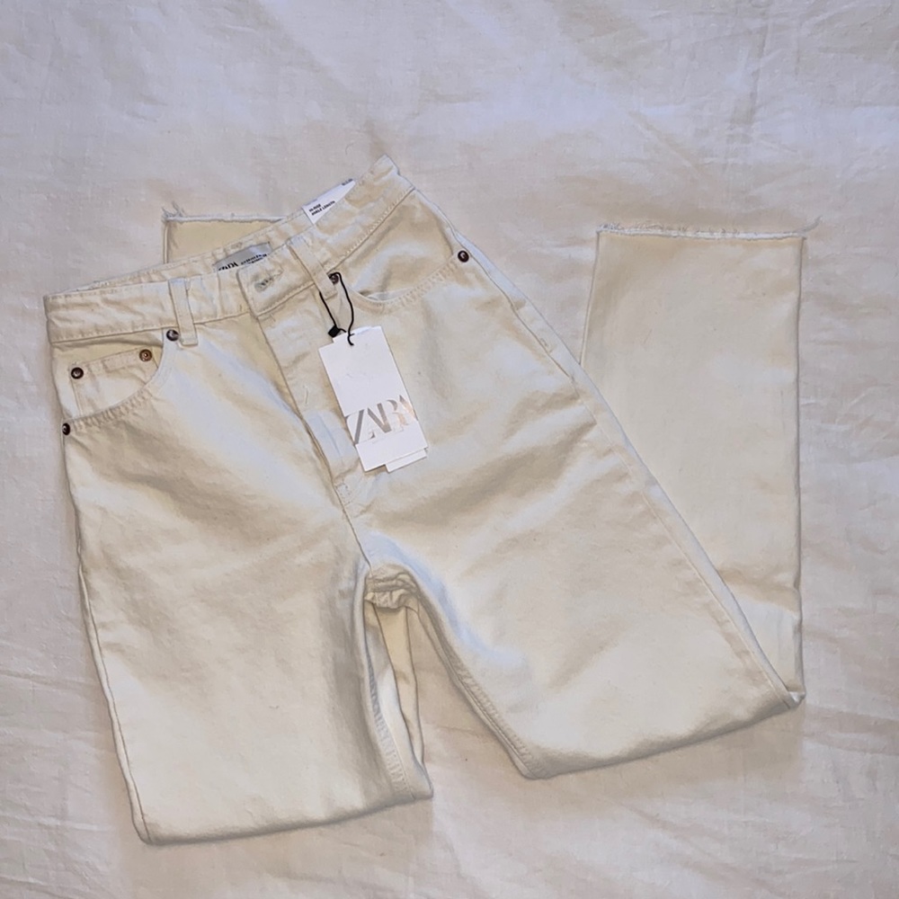 Zara high rise straight jeans